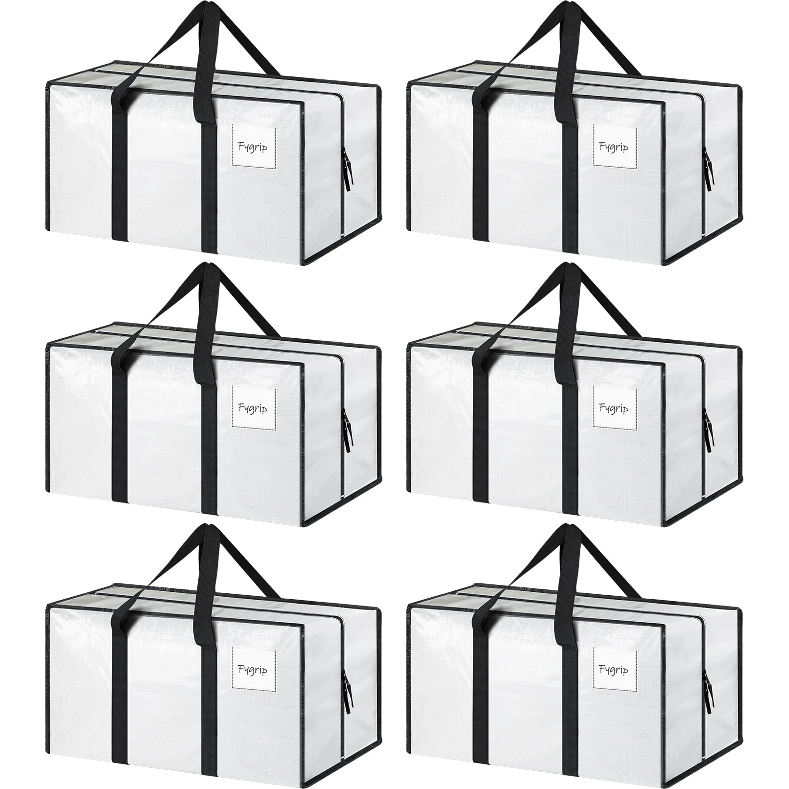 6 Pack Extra Heavy Duty Large Moving Bags with Strong Zipper & Comfortable Handles, Sturdy & Durable Clothes Storage Bags Totes Bins, Blue Packing Moving Boxes for College Supplies, Dark Blue